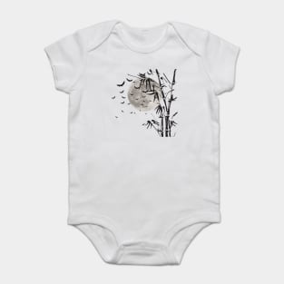 Scary Halloween With Spooky Vampire And Moon In Bamboo Tree Baby Bodysuit